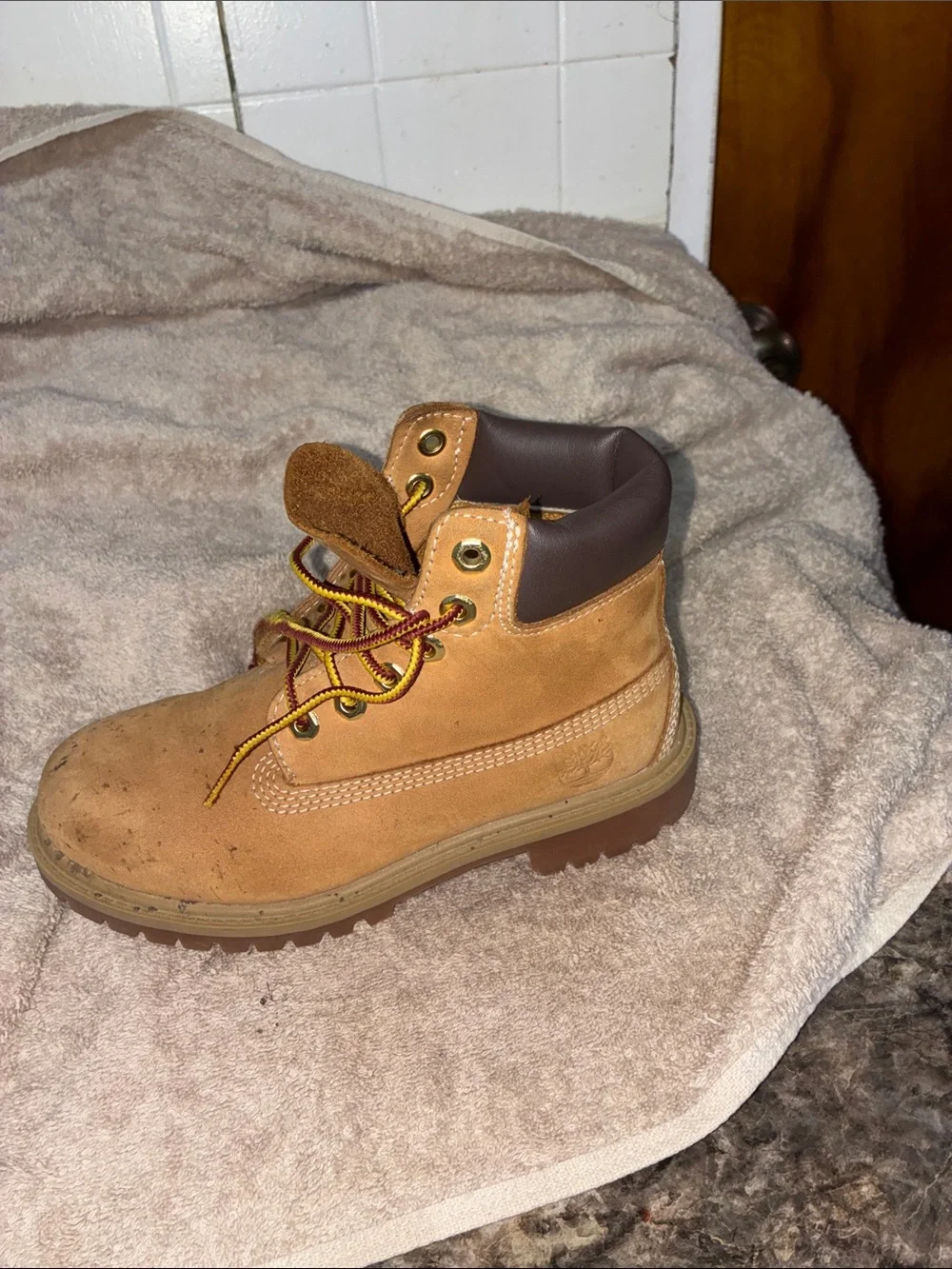 Timberland Kids Wheat Brown Lace-Up Boots